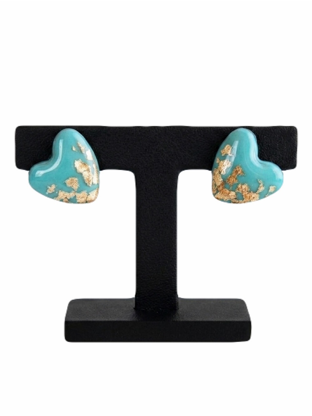 New Antique Handmade S925 Turquoise 24k Gold Flaked Hypoallergenic Earrings